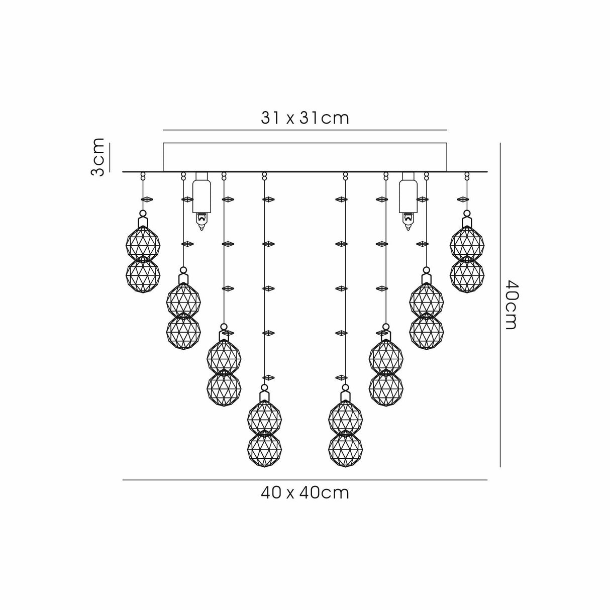 Colorado 5 Light Square Crystal Semi-Flush Ceiling Light - Polished Chrome