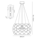 Atria 65cm 3 Light Chandelier With Remote Control - Chrome