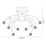 Xeena 10 Light Crystal Semi-Flush Ceiling Light – French Gold