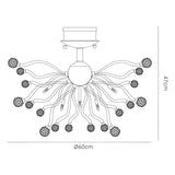 Tizio 10 Light Crystal Semi-Flush Ceiling Light – French Gold