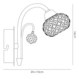 Cara 1 Light Crystal Wall Light With Switch - Nickel