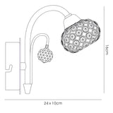 Cara 1 Light Crystal Wall Light With Switch - Brass