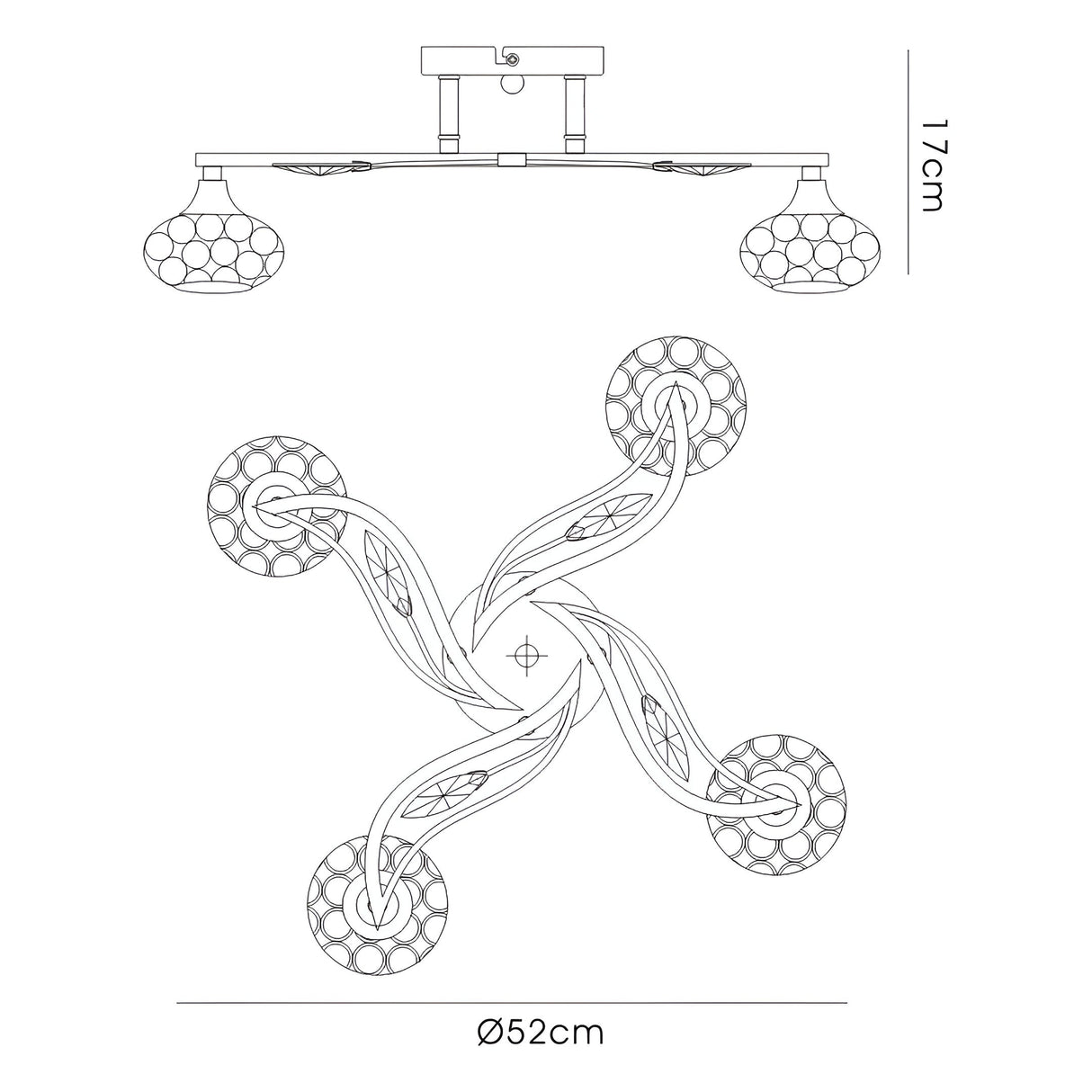 Leimo 4 Light Crystal Semi-Flush Ceiling Light - Polished Chrome