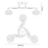 Leimo 3 Light Crystal Semi-Flush Ceiling Light - French Gold