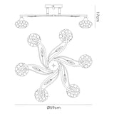 Leimo 6 Light Crystal Semi-Flush Ceiling Light - French Gold