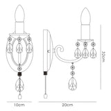 Kyra 1 Light Crystal Wall Light With Switch - Nickel