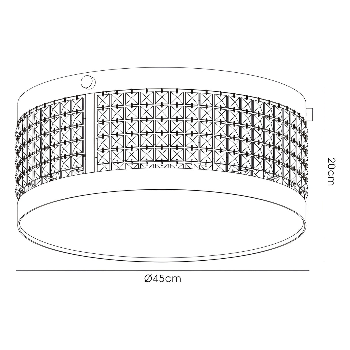 Celsa 4 Light Faux Leather Crystal Flush Ceiling Light - Black