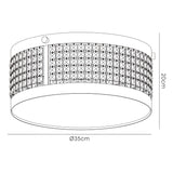 Celsa 3 Light Faux Leather Crystal Flush Ceiling Light - Dark Brown