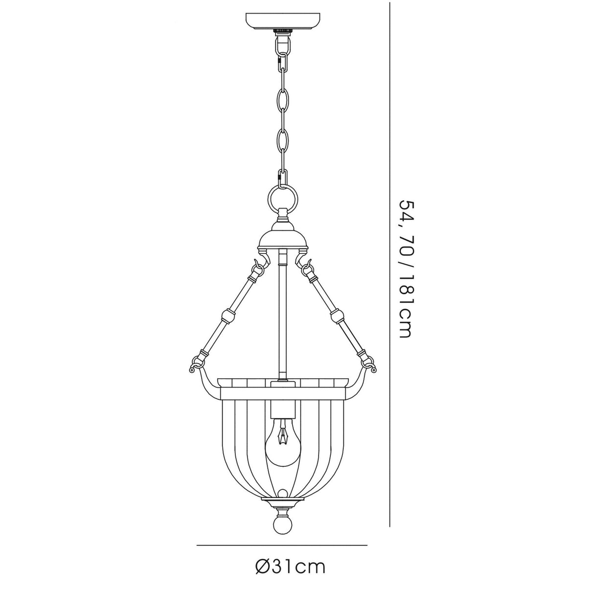 Aubrey 31cm 1 Light Glass Pendant Light - Polished Chrome