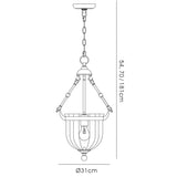 Aubrey 31cm 1 Light Glass Pendant Light - Antique Brass