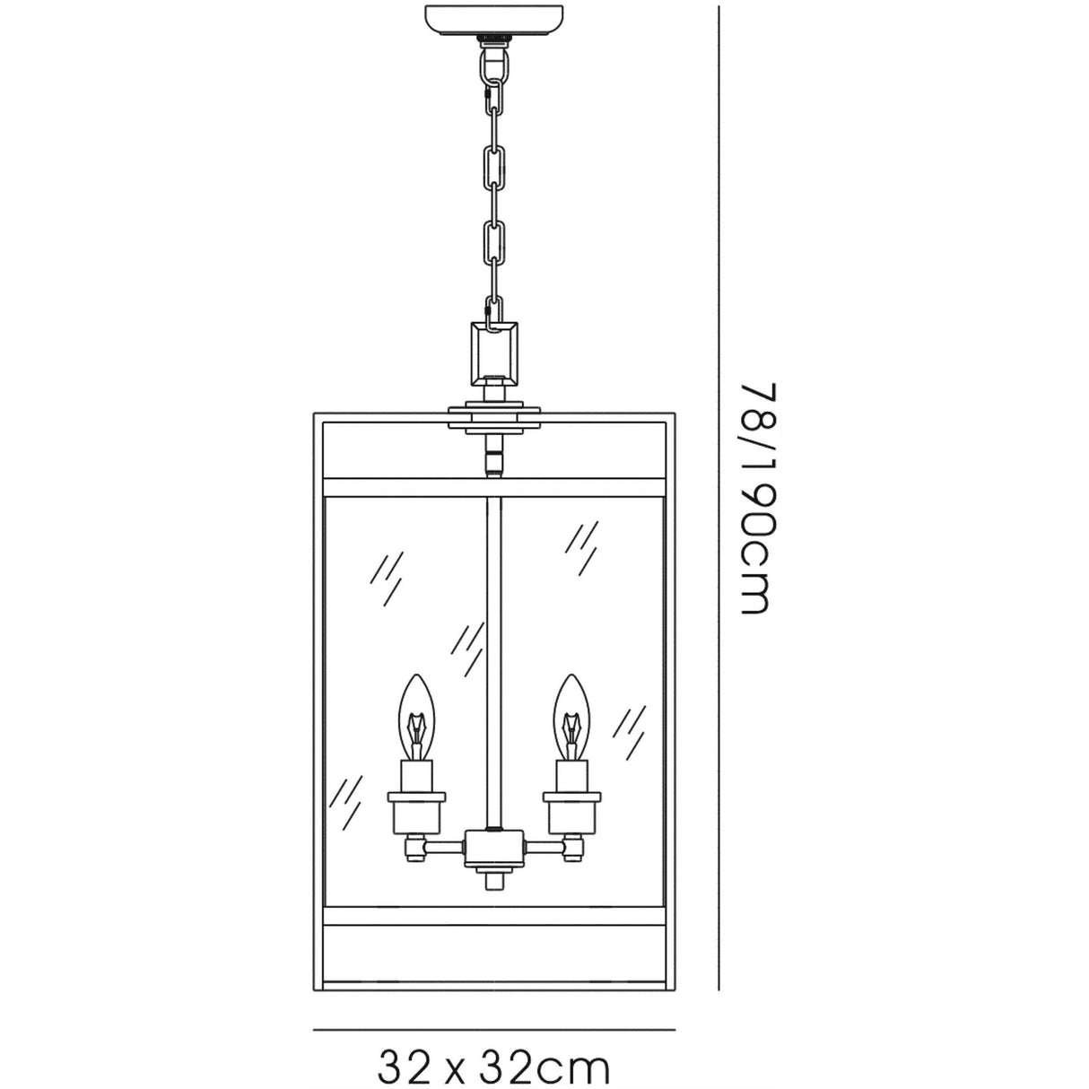 Aston Square 4 Light Lantern Chandelier - Polished Chrome
