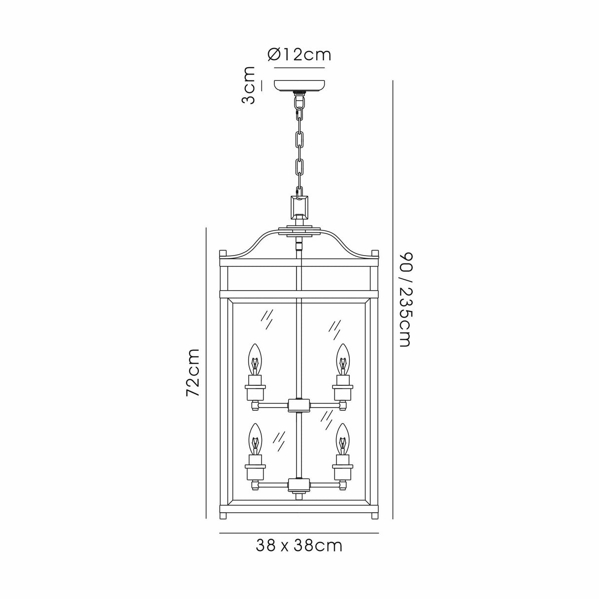 Aston Square 6 Light Lantern Chandelier - Polished Chrome