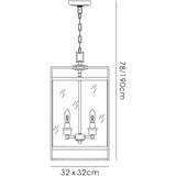 Aston Square 4 Light Lantern Chandelier - Antique Brass