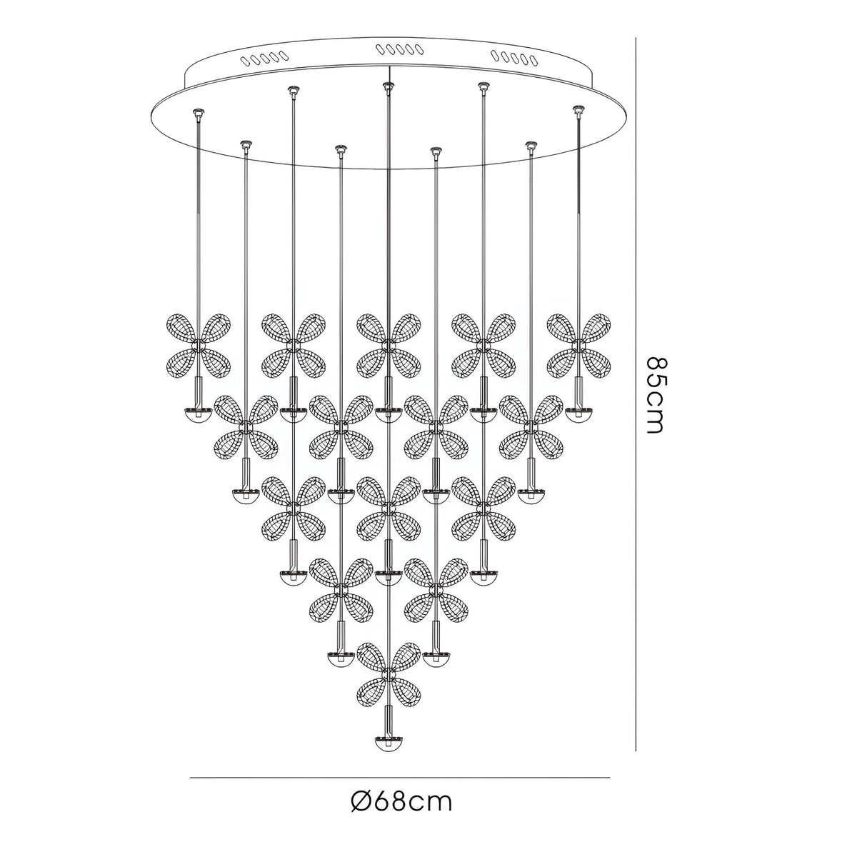 Aviva 28 Light LED Crystal Cluster Pendant Light 4000K - Polished Chrome