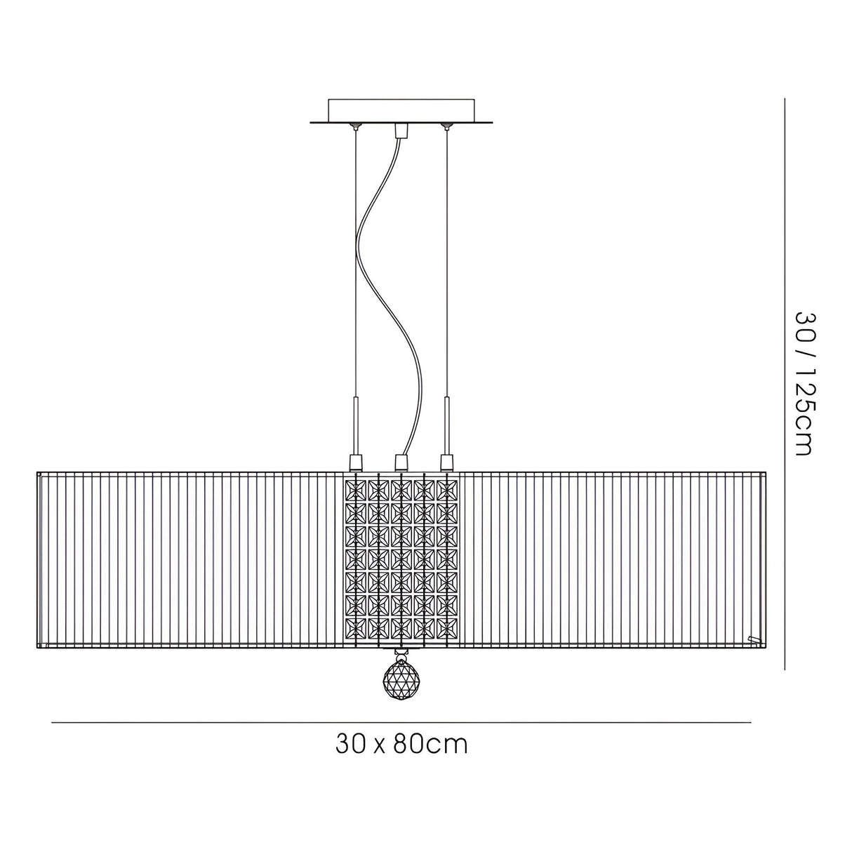 Evelyn 4 Light Crystal Linear Suspension Light/Semi-Flush - Chrome With Black Shade