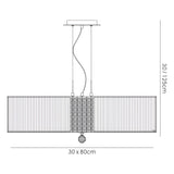 Evelyn 4 Light Crystal Linear Suspension Light/Semi-Flush - Chrome With Black Shade