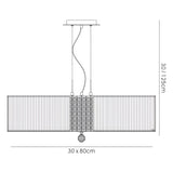 Evelyn 4 Light Crystal Linear Suspension Light/Semi-Flush - Chrome With Cream Shade