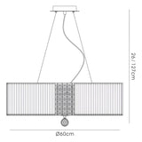 Evelyn 60cm 5 Light Crystal Suspension Light/Semi-Flush - Chrome With Cream Shade