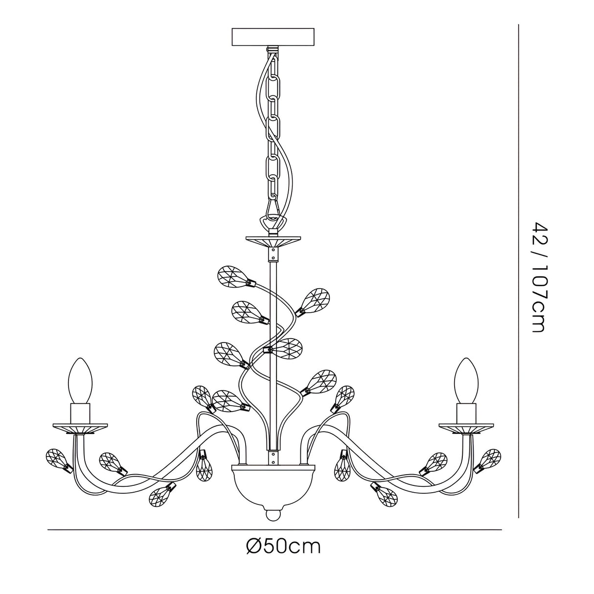 Willow 3 Light Crystal Chandelier - Polished Chrome (Without Shade)