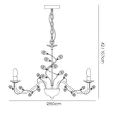 Willow 3 Light Crystal Chandelier - Polished Chrome (Without Shade)