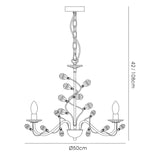 Willow 5 Light Crystal Chandelier - Antique Brass (Without Shade)