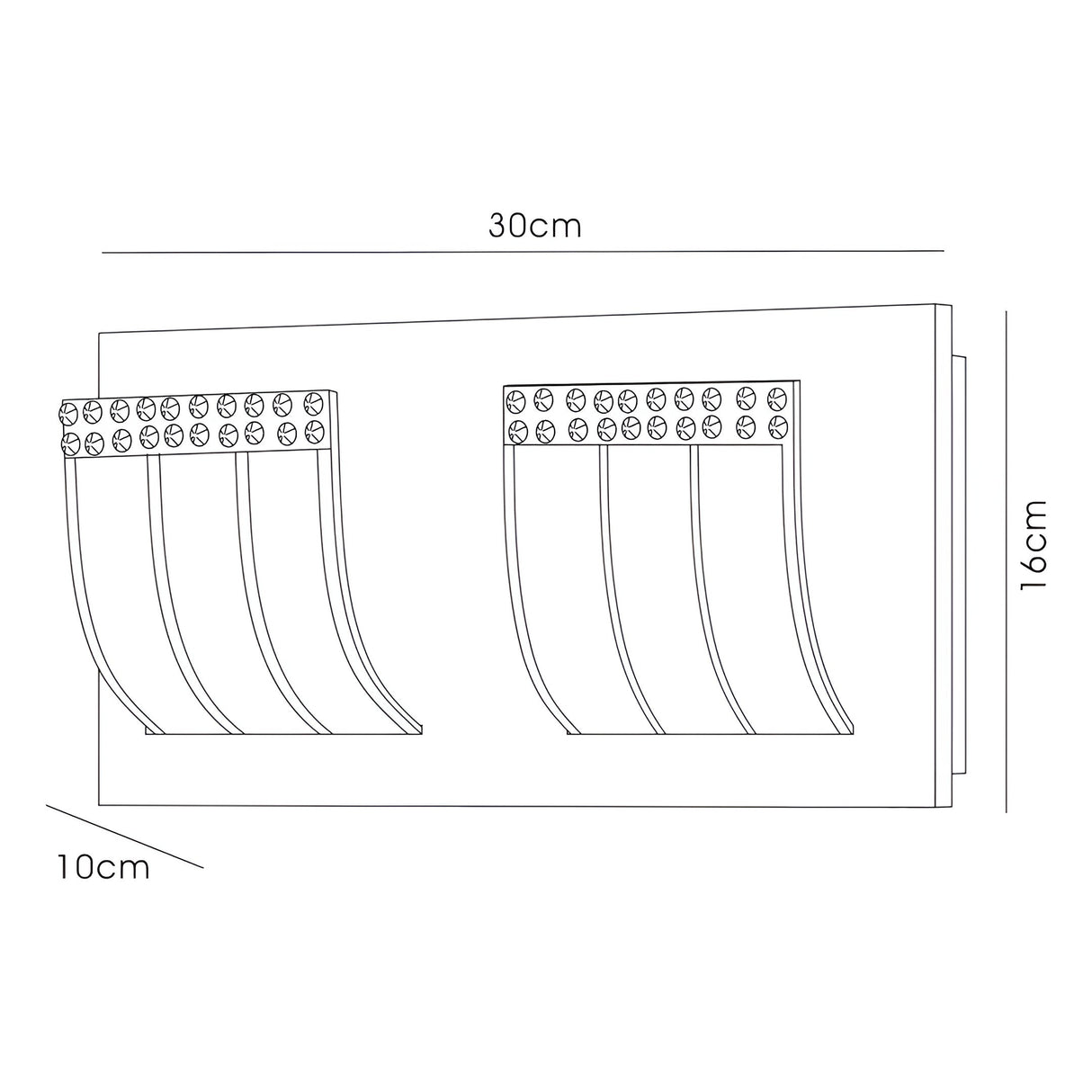 Charis 2 Light Glass & Crystal Wall Light With Switch - Chrome