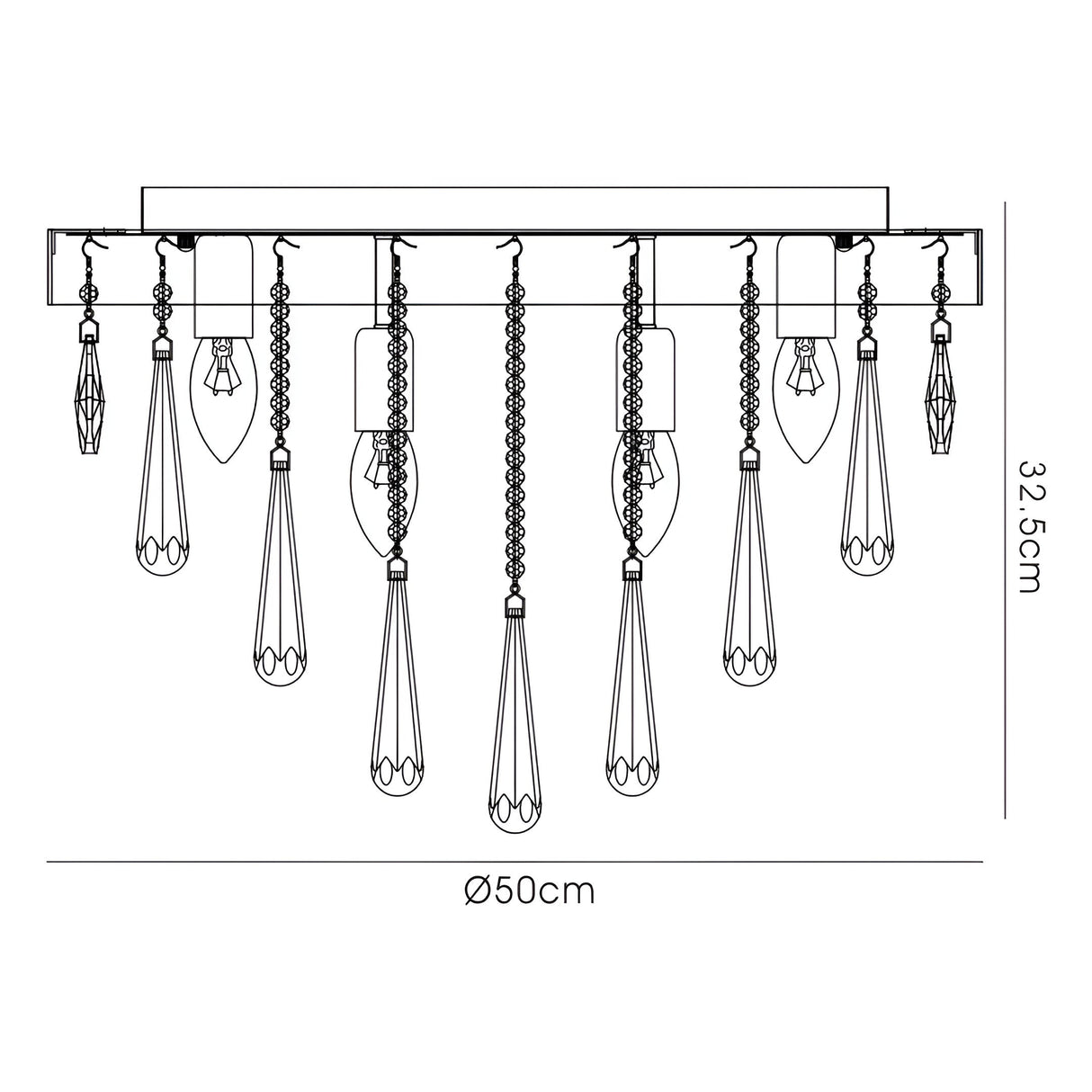 Sophia 8 Light Crystal Flush Ceiling Light – Polished Chrome