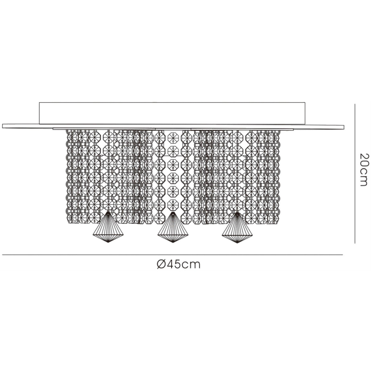 Pegasus 3 Light Smoked Crystal Flush Ceiling Light - Polished Chrome