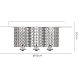 Pegasus 3 Light Smoked Crystal Flush Ceiling Light - Polished Chrome