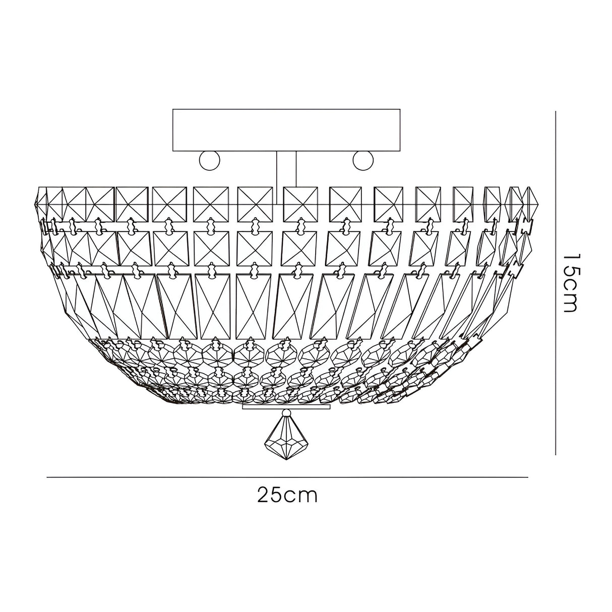 Georgina 3 Light Crystal Flush Ceiling Light - Polished Chrome