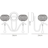 Chelsie 2 Light Beaded Glass Wall Light - Chrome