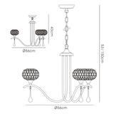 Chelsie 56cm 3 Light Clear Beaded Glass Chandelier - Antique Brass