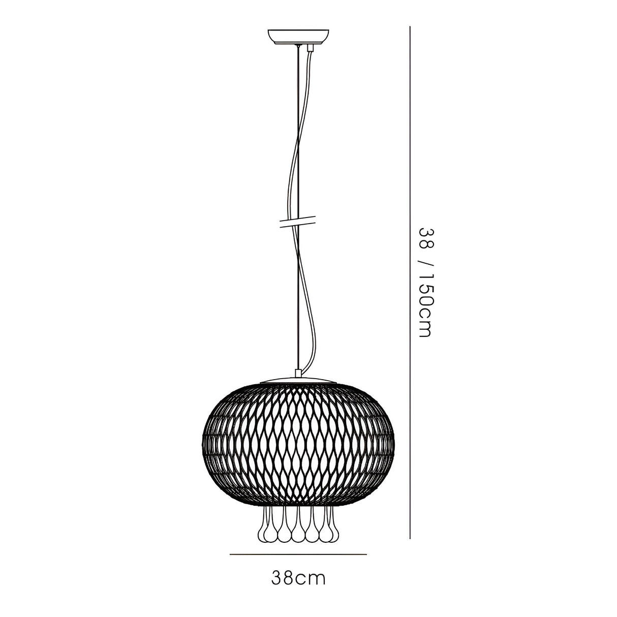 Chelsie 38cm 1 Light Beaded Glass Pendant Light - Polished Chrome