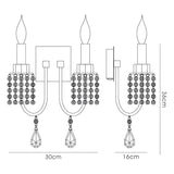 Emily 2 Light Crystal Wall Light With Switch - Chrome