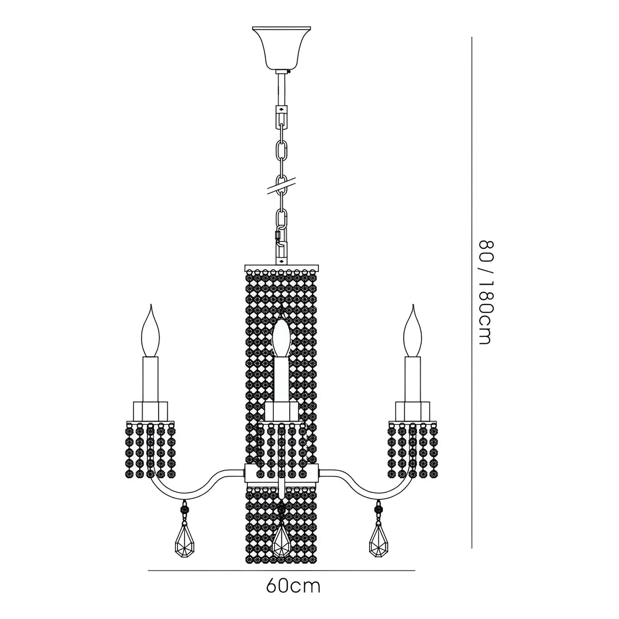 Emily 60cm 6 Light Crystal Chandelier - Polished Chrome