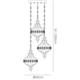 Marisa 3 Light Crystal Cluster Pendant Light - Antique Brass & Amber