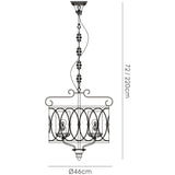 Malcolm 46cm 4 Light Glass Chandelier - Black & Gold