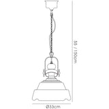 Reyna 33cm Medium 1 Light Pendant Light - Polished Chrome & Clear