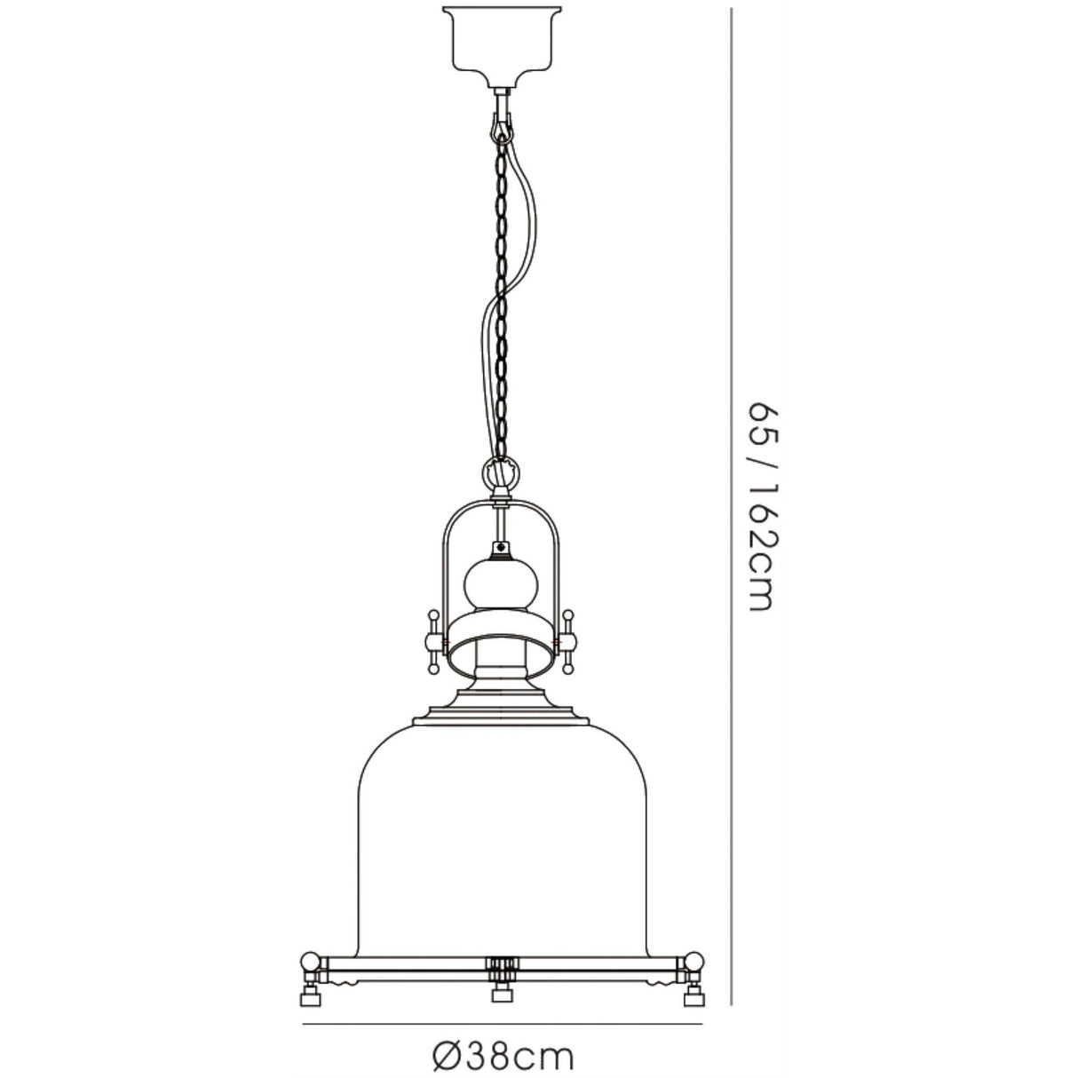 Riley 38cm Medium Bell 1 Light Pendant Light - Antique Brass & Cognac