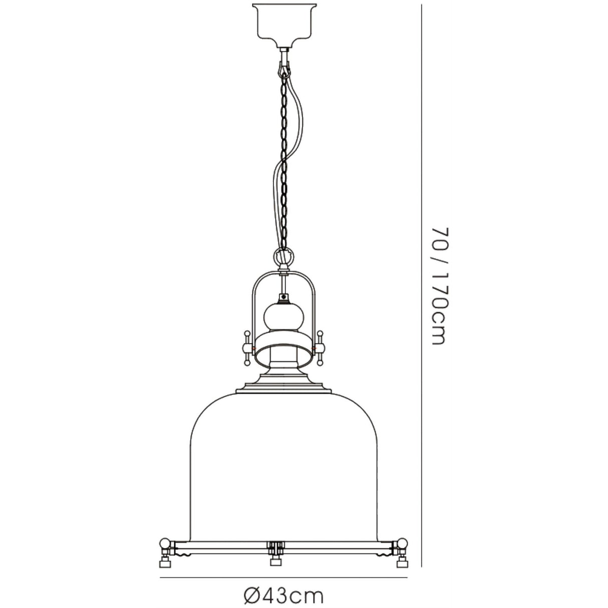 Riley 43cm Large Bell 1 Light Pendant Light - Antique Brass & Cognac