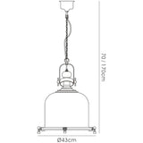 Riley 43cm Large Bell 1 Light Pendant Light - Antique Brass & Cognac