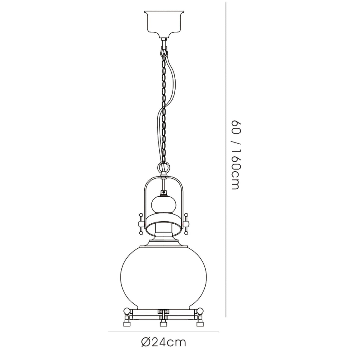Riley 24cm Small Ball 1 Light Pendant Light - Antique Brass & Cognac