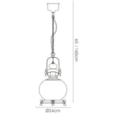 Riley 24cm Small Ball 1 Light Pendant Light - Antique Brass & Cognac