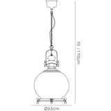 Riley 33cm Medium Ball 1 Light Pendant Light - Antique Brass & Cognac