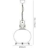 Riley 40cm Large Ball 1 Light Pendant Light - Antique Brass & Cognac