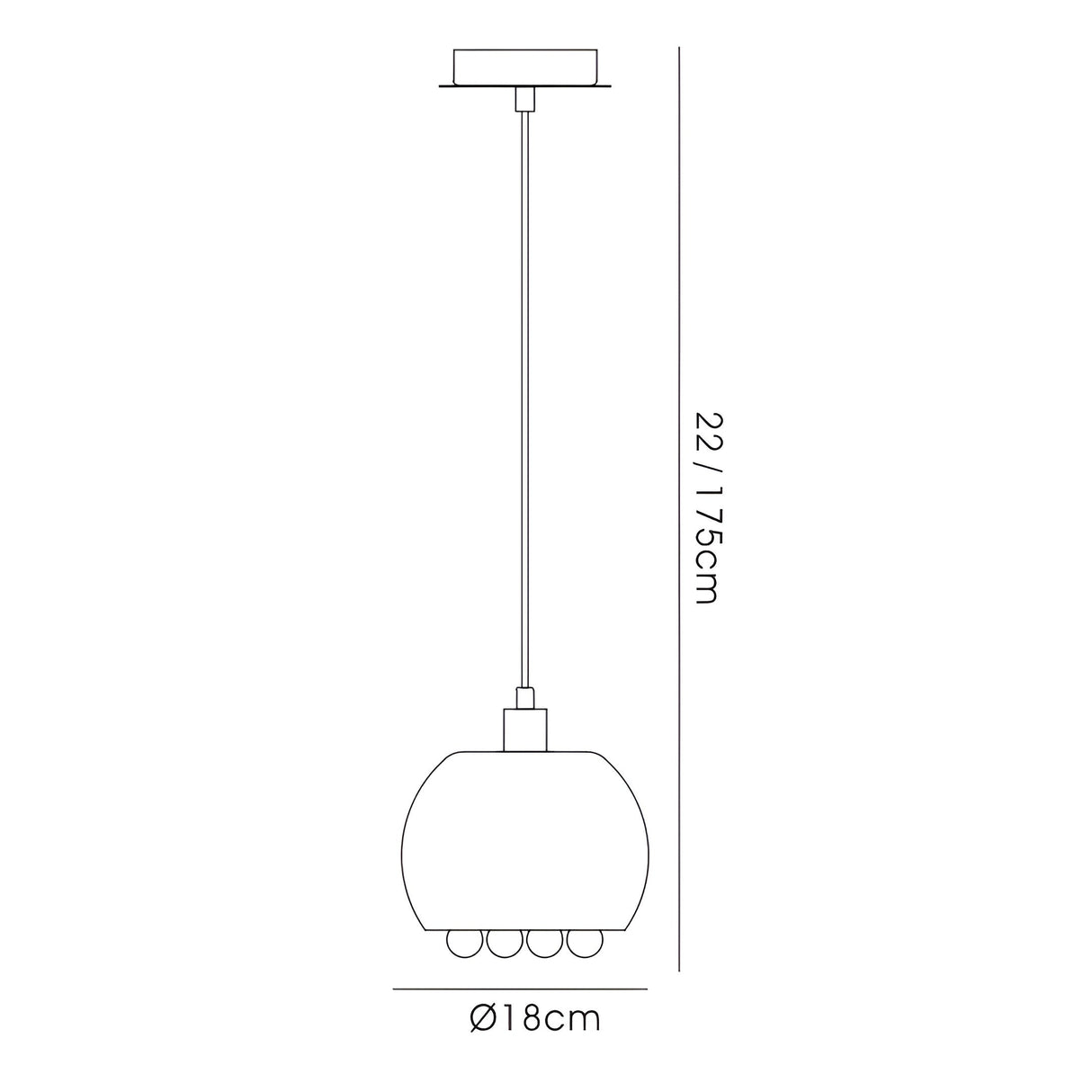 Pandora 18cm Small 1 Light Glas  Pendant Light - Polished Chrome
