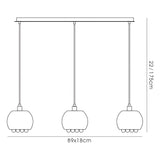 Pandora 3 Light Glass Bar Pendant Light - Polished Chrome