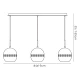 Andrea 3 Light Crystal Bar Pendant Light - Satin Copper