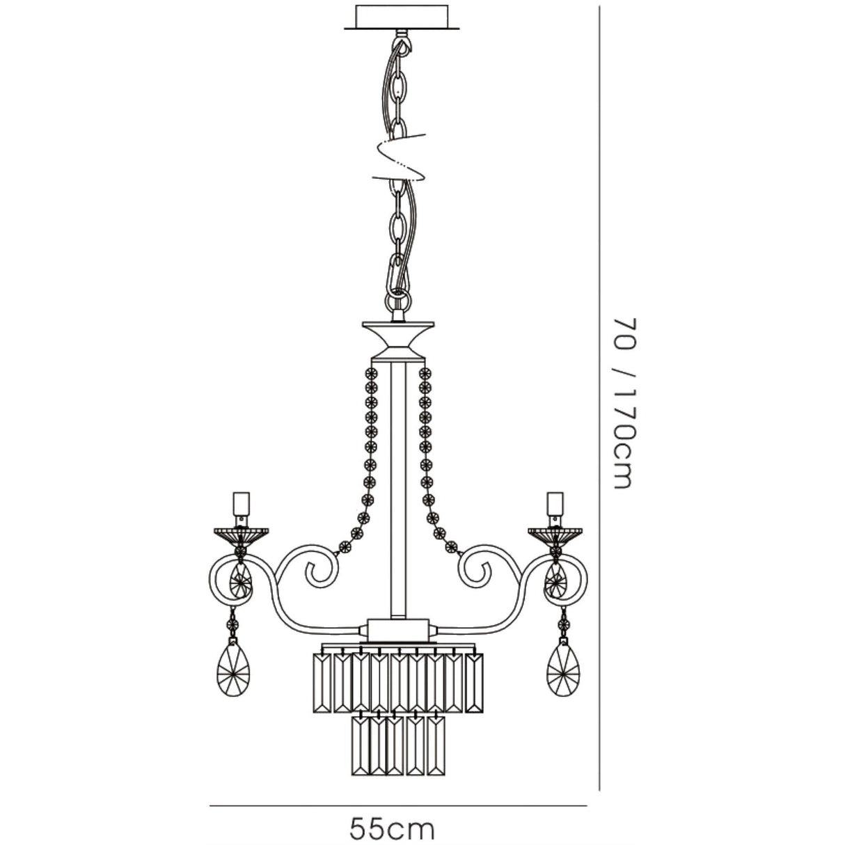Eden 55cm 4 Light Crystal Chandelier - Polished Chrome