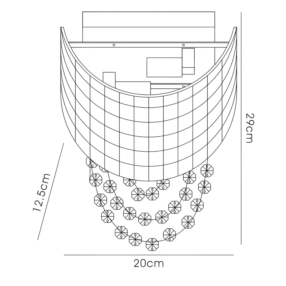 Camden 2 Light Mosaic Glass & Crystal Wall Light - Chrome